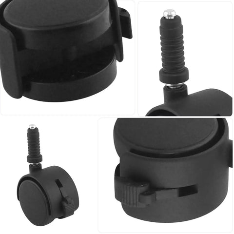 Swivel Stem Caster Wheels with Brake 2set for Furniture and Bed Frames, black plastic design with locking mechanism and stem