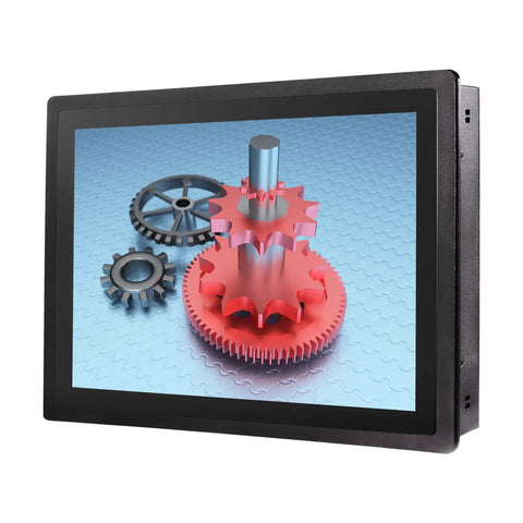 15.6 Inch Industrial Embedded Touch Panel PC With Capacitive Screen displaying gears on high-brightness display