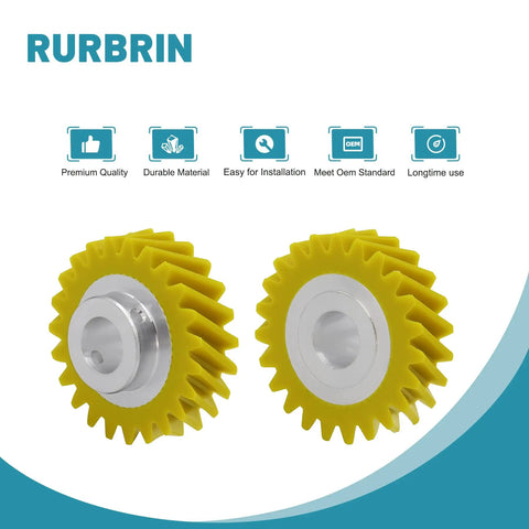 4 Pack Mixer Worm Gear And Carbon Brush Replacement Kit for stand mixers, yellow worm gears front view