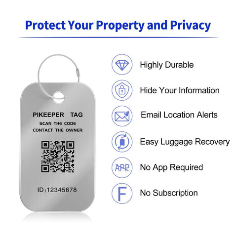 Smart QR Code Luggage Tags With Privacy Guarded Scans, Customizable Contact Info You Can Update, Waterproof Durable 4 Pack