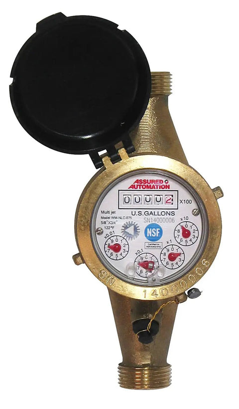 Three Quarter Inch Water Meter Lead Free Brass NSF Certified Multi Jet Gallons Horizontal Installation Easy Install