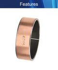 Heavy Duty Carbon Steel Bronze Sleeve Bearing 40mm ID X 44mm OD X 15mm Length Oilless Bushing from side angle showing smooth surface.