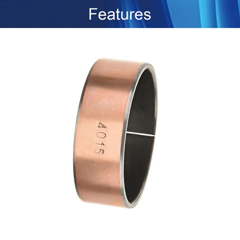 Heavy Duty Carbon Steel Bronze Sleeve Bearing 40mm ID X 44mm OD X 15mm Length Oilless Bushing from side angle showing smooth surface.