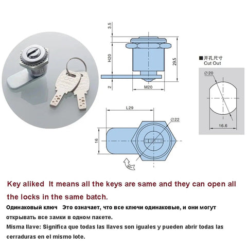 Square Cam Lock With Two Keys For Mailbox School Locker Office Drawer Or Cabinet Heavy Duty Steel Latch Hardware Durable MS549