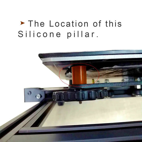 Upgrade Your Rig With Built Tough Silicone Bed Mounts And Heavy Duty Leveling Springs That Deliver Flawless Prints Every Single Time For Ender 3 Max Cr10 Sv01 Sv02 Fdm Printer Accessories, showing silicone pillar location.