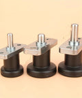 Top Tier Indexing Plunger With Flange Mount And M6 M8 Threads features three different sized indexing pins with metal plates and black bases.