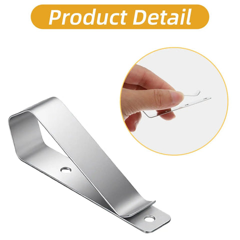 Universal Stainless Steel Garage Door Opener Clip And Sun Visor Clip Replacement For Remote Openers Emergency Release Reinforcement To Stop Fishing Attacks Easy Install Home Security Upgrade Visor Accessories shown in close-up.