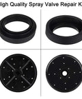 Pre Rinse Spray Valve Repair Kit For All Commercial Sink Sprayers Includes 2.08 Inch Ends Black Spray Face Bumper And Screw 304 Stainless Steel Fasteners Durable Replacement Part shown in parts with black spray face and bumper