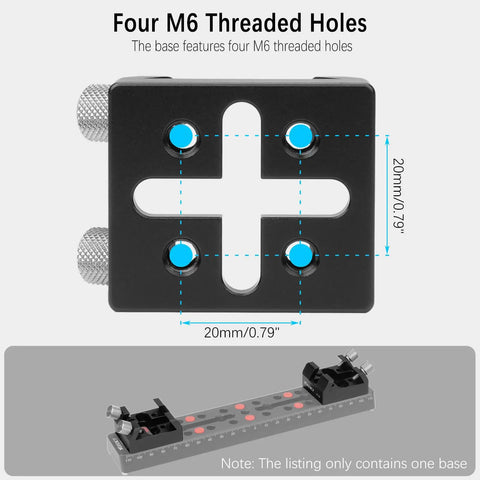 Rock Solid Flat Base Finder Scope Bracket Mount with Dovetail Base showing four M6 threaded holes and dual lock thumbscrews.
