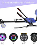 Go Kart Seat Attachment For Hoverboards, Adjustable Hoverboard Cart Kit Fits 6.5in 8in And 10in Hoverboards, Star Blue