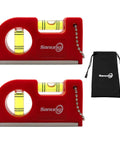 Two Piece Mini Magnetic Pocket Spirit Levels With Keychain And Storage Bag for Quick Horizontal and Vertical Leveling.