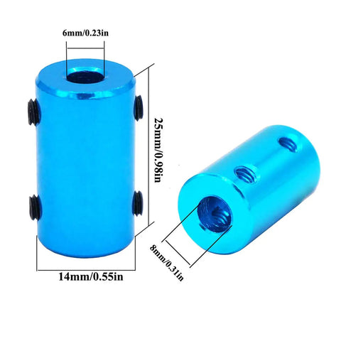 Six Pack 6mm To 8mm Aluminum Shaft Coupler Rigid Coupling Motor Joint Connector For Cars Boats Planes And 3D Printers DIY Projects High Precision Lightweight CNC Ready blue 14x25mm coupler