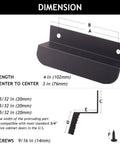 Dimensions diagram of 1 Pack Under Cabinet Foot Pull Opener 4 Inch Matte Black Hands Free Toe Pull with adhesive and screws.