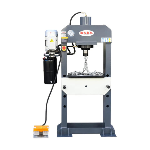 Front view of 25-Ton H-Frame Hydraulic Shop Press Workhorse With Foot Pedal And Pressure Gauge, Electric Hydraulic Press For Metal Forming