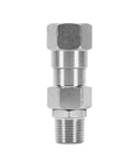 The Real Deal Heavy Duty Stainless Steel Hydraulic Hose Fittings Three Eighth Inch NPT Female To Male Swivel Adapter With Rotating Joint Stops Kinking No Sweat Flexibility For Plumbing Projects Or Auto Repair Work And DIY Enthusiasts.