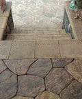 Stone steps and paving created with Six Piece Concrete Molds Set For Flagstone Pavement Stones DIY Kit ABS Plastic Molds For Garden Walkways