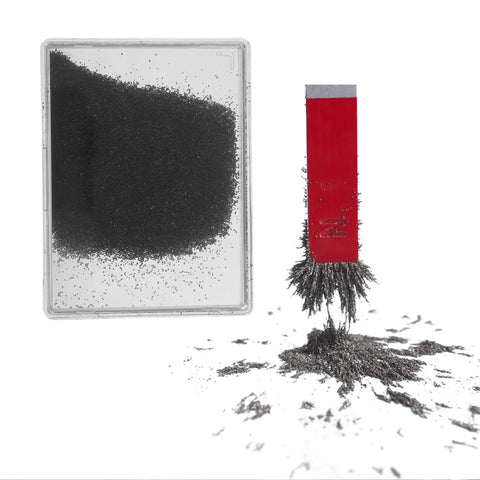 5 Piece Magnetic Field Demonstrator Kit With Iron Filings For Physics Classrooms, iron filings and magnet creating field lines