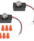 2 Pack Dusk To Dawn Photocell Sensor For Outdoor Lighting 120 To 277V Auto On Off Switch with wire caps and gaskets
