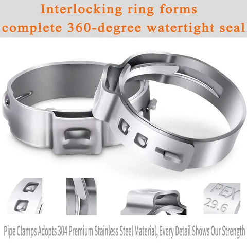 Durable Half Inch PEX Cinch Clamps Rings Made From 304 Stainless Steel Crimp Rings For PEX Tubing Single Ear Hose Clamps No Fuss Install