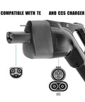Heavy Duty Ev Charging Adapter For Tesla Model 3 Y S X CCS1 Combo DC To AC Power Converter close-up of charging gun connection.
