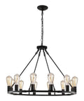 12 Light Black Wagon Wheel Chandelier For Dining Rooms And Kitchen Islands Dimmable Cozy Rustic Farmhouse Pendant Lighting With 12 E26 Sockets Ideal For High Ceilings Foyer Living Room And Porch