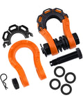 Beefy 2 Pack D Ring Shackle Set For Off Road Vehicles Heavy Duty Tow Shackles For Trucks And SUVs Universal High Performance Towing Accessories In Bright Orange, components arranged