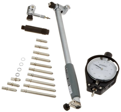Bore Gage Set 1.4 To 6 Inch With 9 Inch Range, Insulated Grip, Chrome Plated Handle, Carbide Anvils, 0.0005 Inch Graduation, Self Centering Dial Bore Gauge For Precision Machining And Heavy Duty Workshop Use