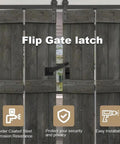 Barn Door Lock Hardware Heavy Duty Metal Gate Latch 3 Pack on wooden doors, featuring a flip gate latch and rustic design.
