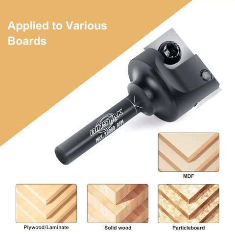 CNC Spoilboard Surfacing Router Bit With One Inch Cutting Diameter And Quarter Inch Shank Carbide Insert Two Wing Planer Bit for various boards