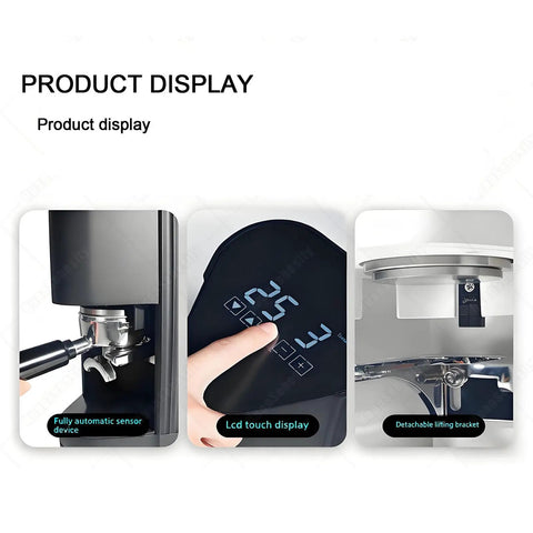 Automatic Coffee Tamper Machine With Adjustable Electrical Pressure Control For 58Mm Portafilters LCD touch display and automatic sensor.