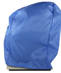 Blue ESD Safe Microscope Dust Cover Made From Soft Cotton Fabric, Protective Sleeve For Small Stereo And Beginner Compound Microscopes, Fits Up To 14.5 Inch Tall And 7.5 By 8.5 Inch Base, Keeps Dust Away And Static Safe. Blue ESD safe fabric microscope dust cover over small microscope