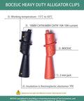 Insulated Alligator Clips For Multimeter With 2mm Probe Tips And Flexible Boots, Nickel Plated Safety Clips