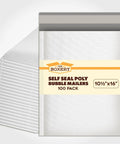 Stack of 10.5 By 16 Inch Poly Bubble Mailers Size Five, 100 Pack, Self Seal Padded Envelopes, Water Resistant Shipping Bags
