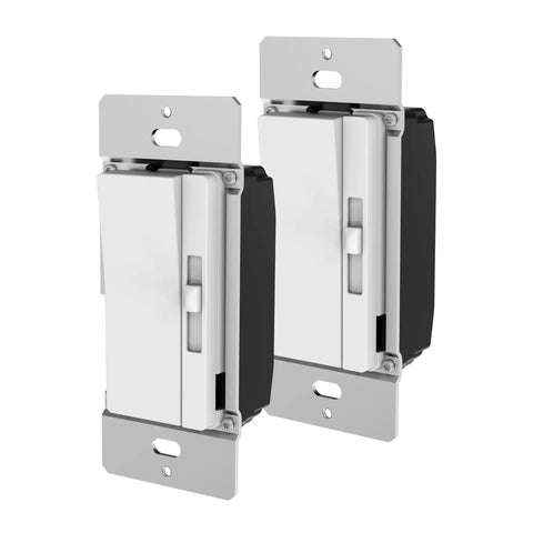 Paddle Dimmer Switch For Dimmable LED Lights Dual Pack With Single Pole Or 3 Way Control Overheat Protection Includes Wall Plates And Installation Hardware For Easy Home Lighting Upgrades, white