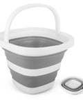 5L Collapsible Bucket With Handle For Car Wash And Cleaning, Foldable Mop Bucket, Portable Sink Wash Basin in collapsed and open view
