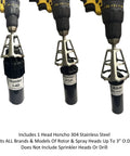 Professional Grade Sprinkler Head Installation Tool Crafted From 304 Solid Stainless Steel Drill Powered Adapter for various sprinkler heads.