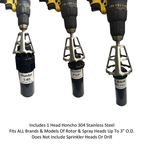 Professional Grade Sprinkler Head Installation Tool Crafted From 304 Solid Stainless Steel Drill Powered Adapter for various sprinkler heads.