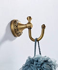 Robust Antique Brass Wall Mounted Coat Hook Single Rustic Hat Rack Fits Kitchen Entryway Or Bathroom Elegant Purse Hanger Rock Solid For Tight Spaces Daily with shower puff