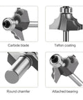 Close-up of Heavy Duty 1/4 Inch And 1/2 Inch Edge Moulding Router Bit for Pro Handrail with carbide blade and Teflon coating.