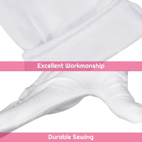 12 Pairs White Cotton Gloves For Dry Hands Eczema Care Moisturizing Spa Liner Gloves showing stitching and craftsmanship detail