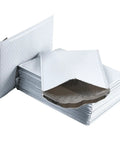 Stack of 8.5 By 11 Inch Bubble Lined Poly Mailers For Shipping And Packing Built To Last With Tear Resistant And Water Resistant Design