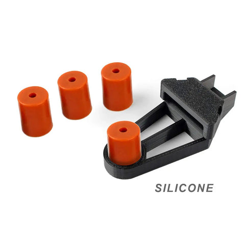 Upgrade Your Rig With Built Tough Silicone Bed Mounts And Heavy Duty Leveling Springs That Deliver Flawless Prints Every Single Time For Ender 3 Max Cr10 Sv01 Sv02 Fdm Printer Accessories - orange silicone posts and mounting tool.