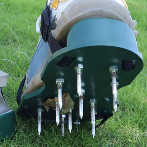 Heavy Duty Lawn Aerator Shoes Kit with 20 metal spikes for quick soil aeration, garden lawn pegs to boost fertilizer uptake on grass