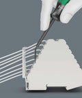 Actuation Tool For Terminal Blocks With Spring Cages, Curved Blade For Easy Access To Tight Spring Terminals In Distribution Boxes