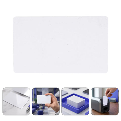 Heavy Duty 50 Piece Set Blank White Pvc Id Cards Dual Sided Printable With Smart Chip Access, flat view on a surface.