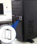 Two Pack 55mm Power Push Button Switch Covers With Double Sided Design for PC shown on desktop computer case close-up.