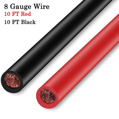 10 Foot 8 AWG Trolling Motor Battery Cable Extension Kit With Ring Terminals For 12V 24V 36V And 48V Systems Heavy Duty