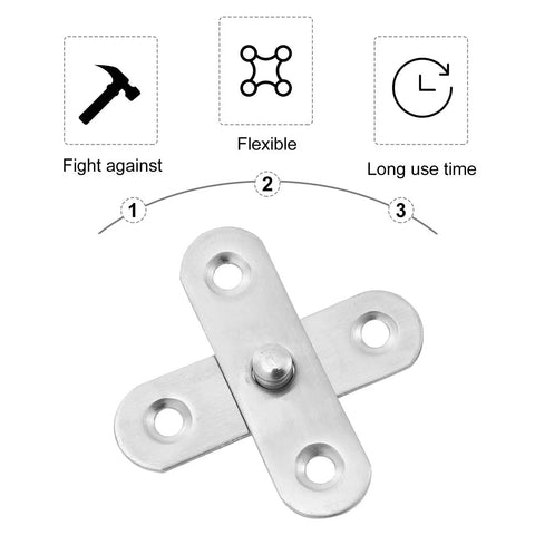 Hidden Door Hinges Set 6 Pack Stainless Steel Concealed Pivot Hinges with icons for durability and flexibility