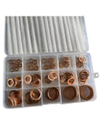 Real Thick Purple Copper Flat Washer Gasket Assortment Kit With Carry Box High Heat Resistant Sealing Rings For Sump Automotive Marine Fixups Solid Heavy Duty Gear For Shop Or Home Work 300 Piece Pack Fits Big Jobs Easy Peasy, copper washers in organizer box
