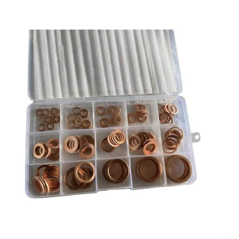 Real Thick Purple Copper Flat Washer Gasket Assortment Kit With Carry Box High Heat Resistant Sealing Rings For Sump Automotive Marine Fixups Solid Heavy Duty Gear For Shop Or Home Work 300 Piece Pack Fits Big Jobs Easy Peasy, copper washers in organizer box